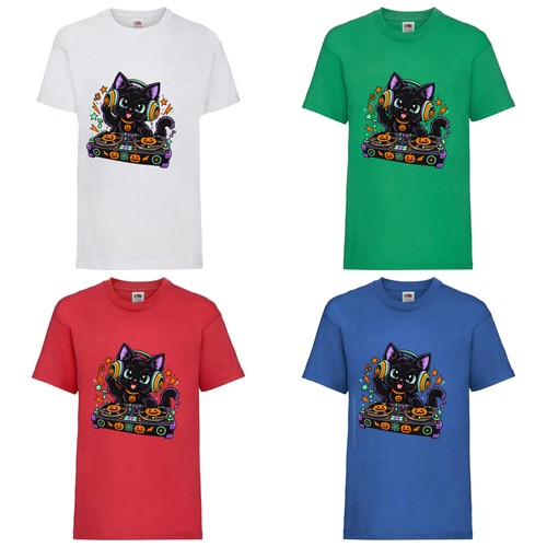 Cat kids halloween shirt - cat, dj